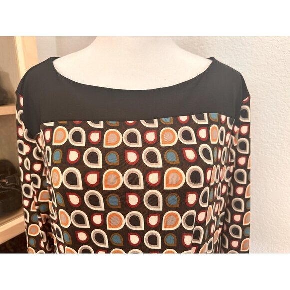 Audrey Whitmore Sheath Midi Dress L/XL 3/4 Sleeves Multicolor Geo Retro Work NWT - Picture 6 of 8